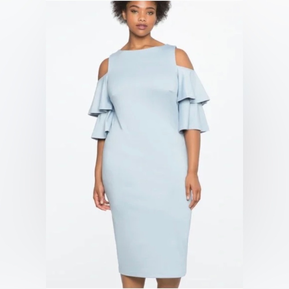 Eloquii Flounce Sleeve Cold Shoulder Dress Size 14